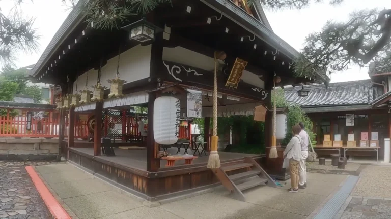 Traditional wooden shrine building in Japan