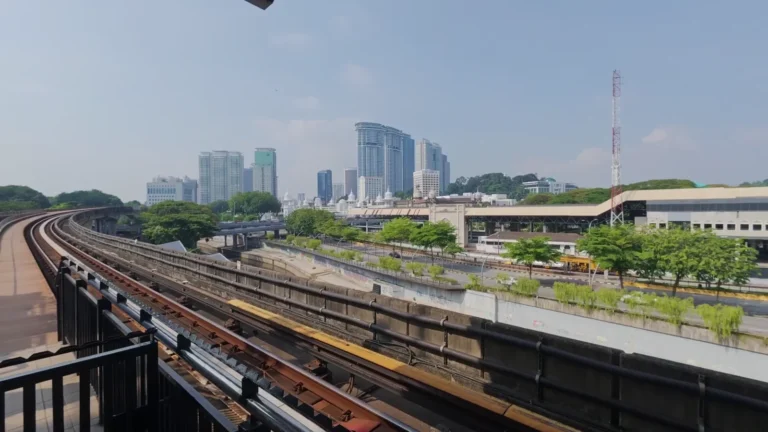 Elevated railway line through the city in Kuala Lumpur, Malaysia