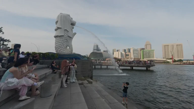 Waterfront promenade looking across the bay in Singapore