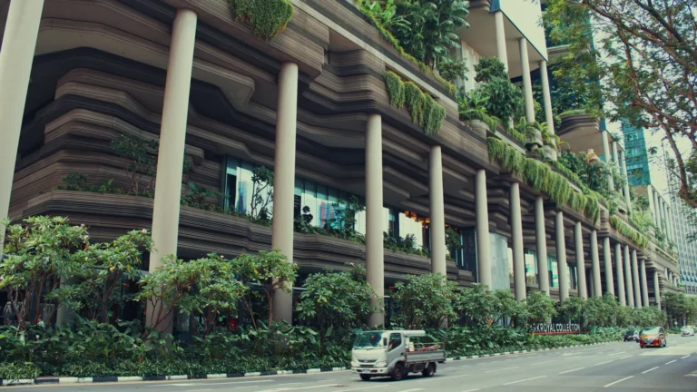 Tall building covered in greenery in Singapore