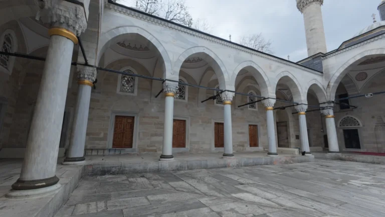 Arched courtyard of a mosque in Istanbul, Turkey