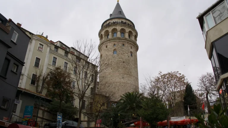Galata Tower above the rooftops in Istanbul, Turkey