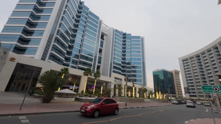 Modern glass towers in Dubai, UAE